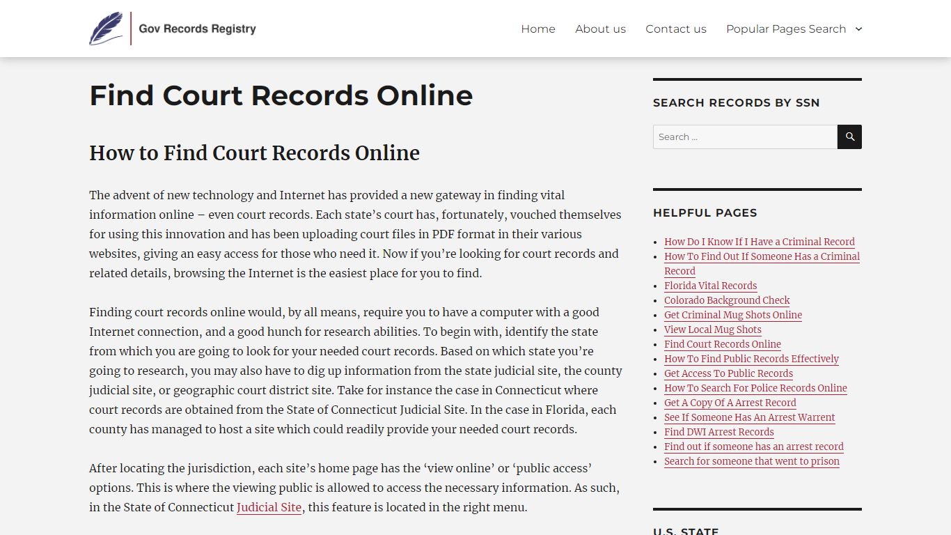 Find Court Records Online - GovRecordsRegistry.org